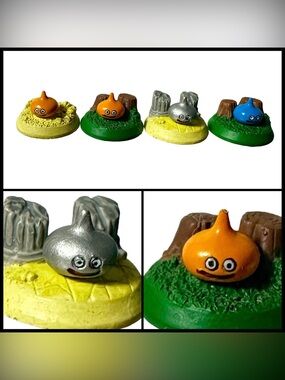 Dragon Quest Slime Micro Mini Figures Lot of 4 00s Metal Orange She-Slime Blue